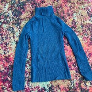 Abercrombie & Fitch Vintage Ribbed wool Turtleneck Sweater - Turquoise Small